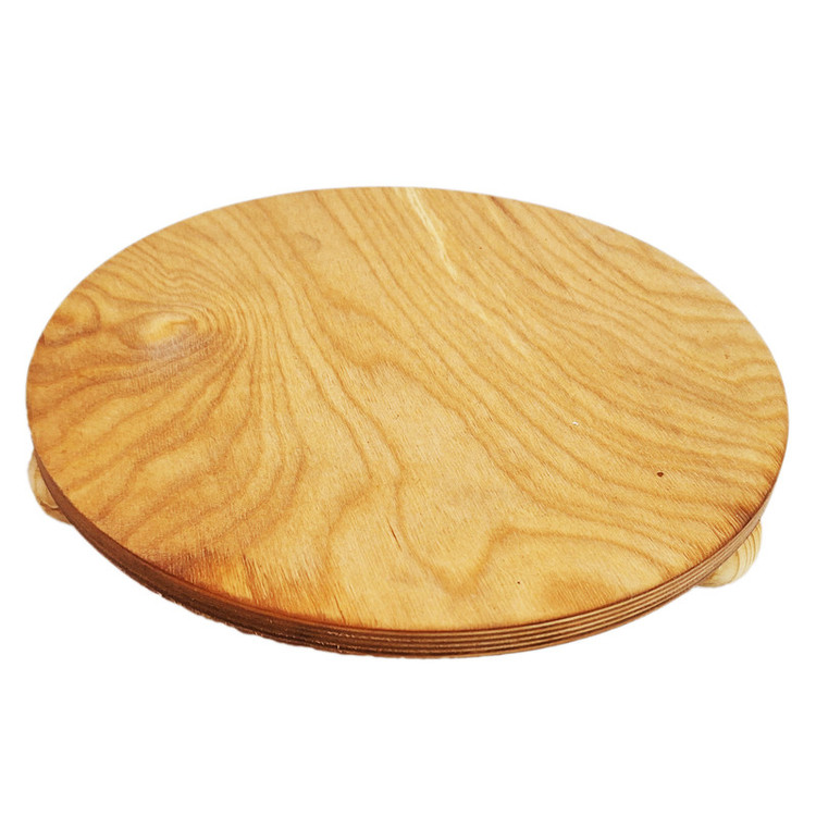 سینی سرو گرد پایهدار چوبی پلی وود چندلایه وارداتی با ابعاد 25×25×5 سانتیمتر، مناسب پذیرایی و شستشو با دست