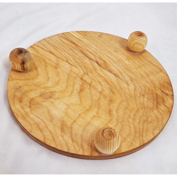 سینی سرو گرد پایهدار چوبی پلی وود چندلایه وارداتی با ابعاد 25×25×5 سانتیمتر، مناسب پذیرایی و شستشو با دست