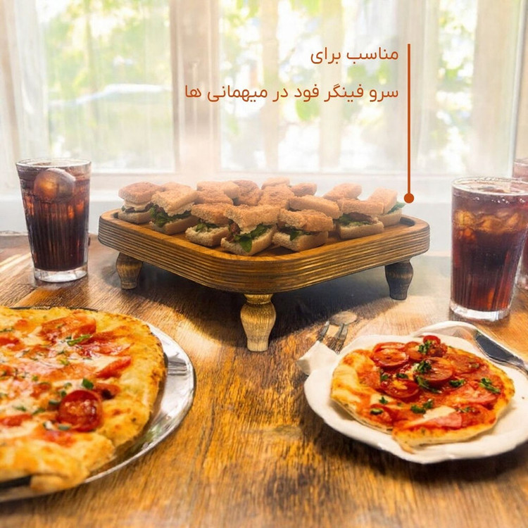 سینی سرو مدل رایزر چوبی پایه دار کد RZ07