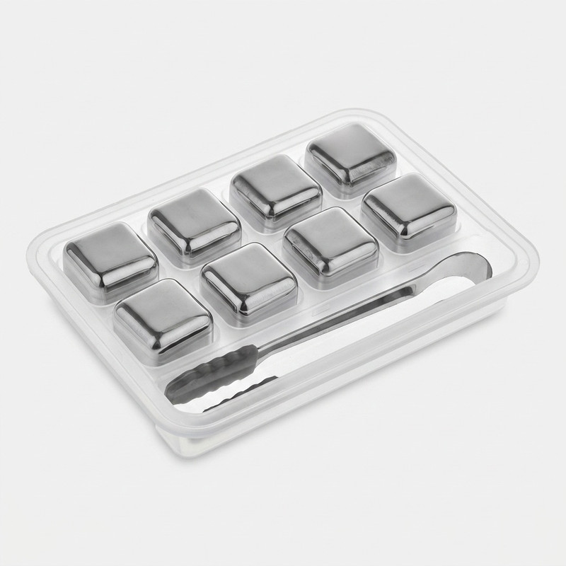 خنک‌کننده نوشیدنی مکعبی SN-FLNB-2103-20، 8 عددی، استیل ضدزنگ با سیلیکون، قابل شستشو با دست و ماشین ظرفشویی، به همراه انبر