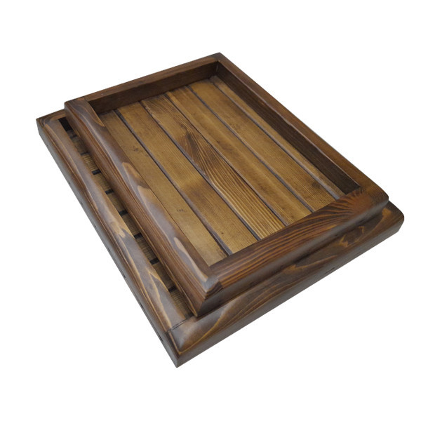 سینی سرو چوبی مدل nr2024، مجموعه 2 عددی، ابعاد سینی بزرگ 30×34 سانتیمتر و ابعاد سینی کوچک 30×22 سانتیمتر