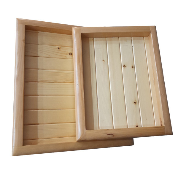 سینی سرو چوبی مدل nr2024، مجموعه 2 عددی، ابعاد سینی بزرگ 30×34 سانتیمتر و ابعاد سینی کوچک 30×22 سانتیمتر