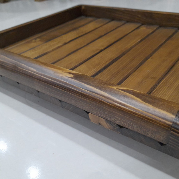 سینی سرو چوبی مدل nr2024، مجموعه 2 عددی، ابعاد سینی بزرگ 30×34 سانتیمتر و ابعاد سینی کوچک 30×22 سانتیمتر