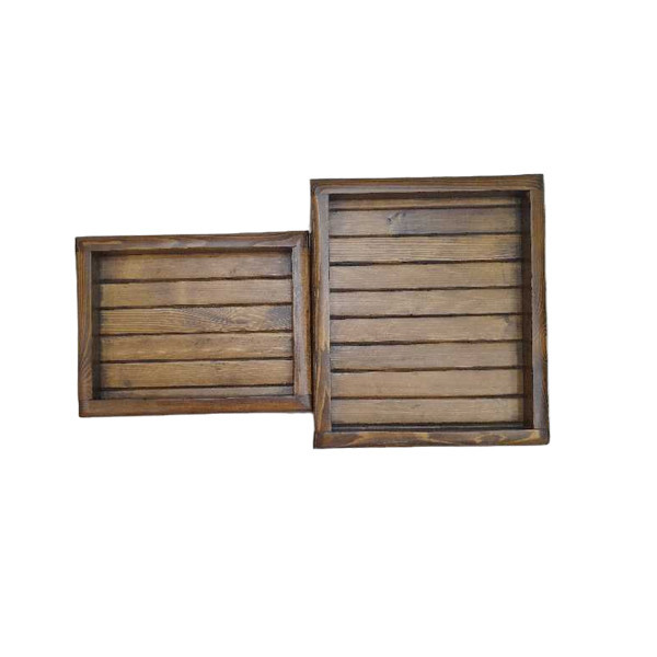 سینی سرو چوبی مدل nr2024، مجموعه 2 عددی، ابعاد سینی بزرگ 30×34 سانتیمتر و ابعاد سینی کوچک 30×22 سانتیمتر