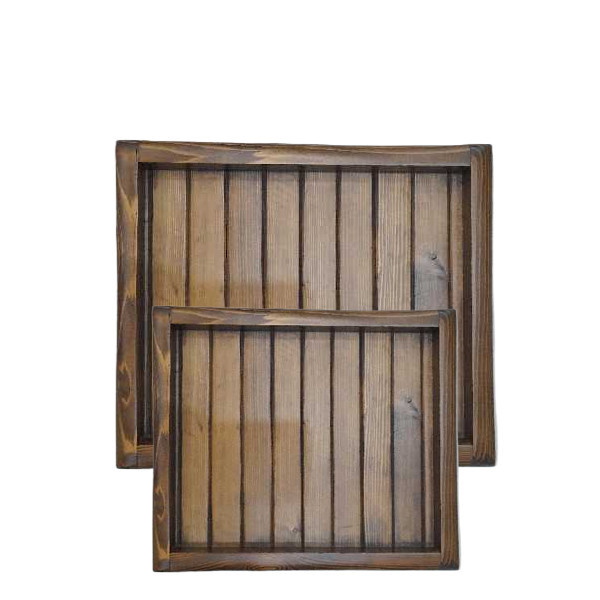 سینی سرو چوبی مدل nr2024، مجموعه 2 عددی، ابعاد سینی بزرگ 30×34 سانتیمتر و ابعاد سینی کوچک 30×22 سانتیمتر