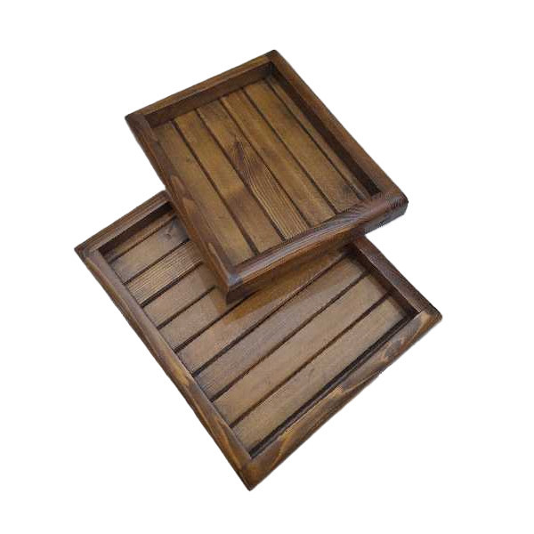 سینی سرو چوبی مدل nr2024، مجموعه 2 عددی، ابعاد سینی بزرگ 30×34 سانتیمتر و ابعاد سینی کوچک 30×22 سانتیمتر