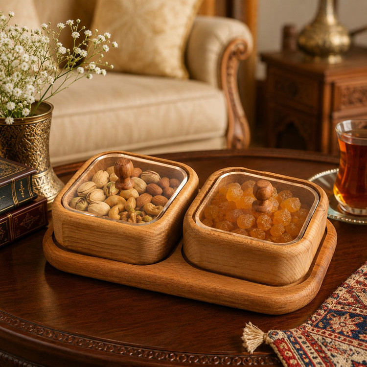 اردوخوری نیوهوم مدل چوبی 2 خانه مربع کد 1010