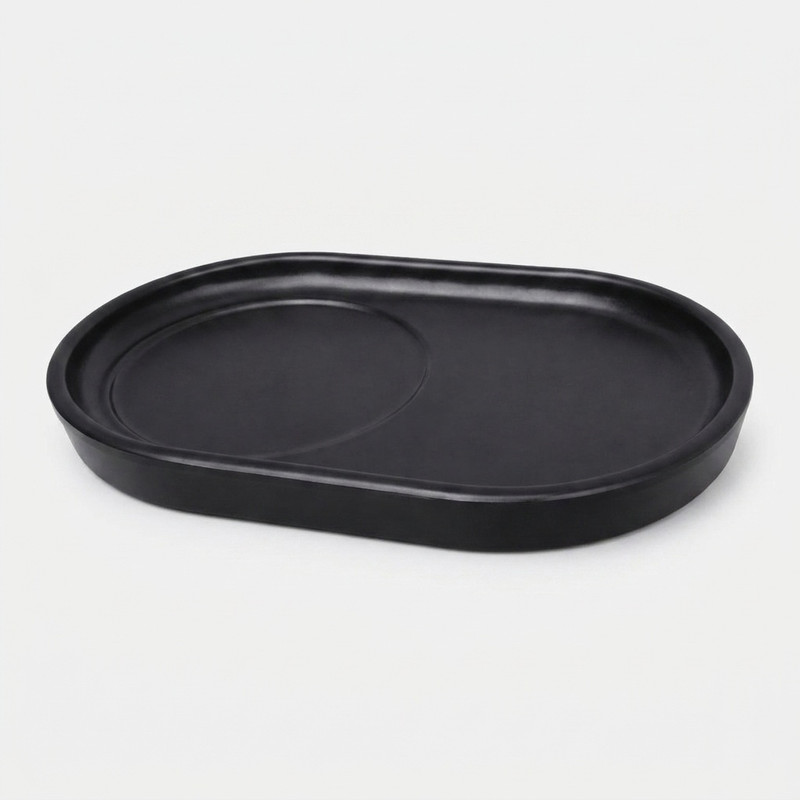 سینی بدون دسته بیضی ملامین مدل Cafe، کد Mel02، دارای فرورفتگی جای فنجان، مناسب سرو نوشیدنی و مخلفات، ابعاد 15.5×9.5×1 سانتی‌متر، قابل شستشو با دست و ماشین ظرفشویی