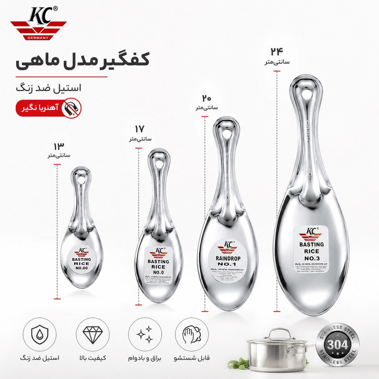 سرویس کفگیر کی سی مدل ماهی مجموعه 4 عددی