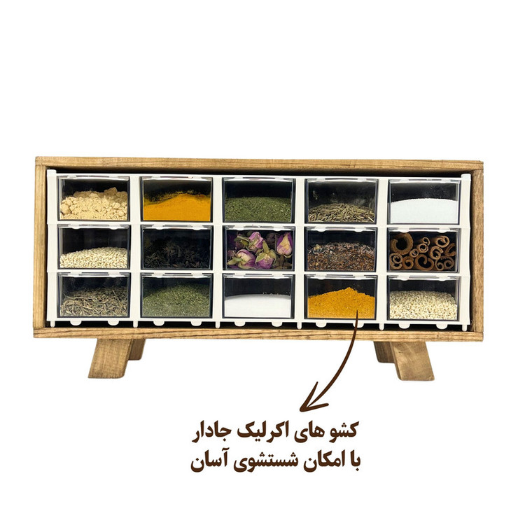 جای ادویه مدل چوبی کشویی کد JA02