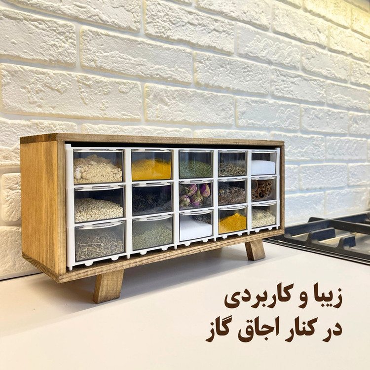 جای ادویه مدل چوبی کشویی کد JA02