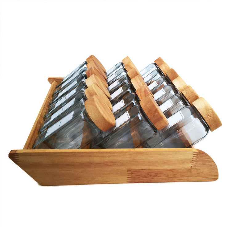 ست جا ادویه 18 پارچه مدل RUBBERWOOD-18 به همراه استند