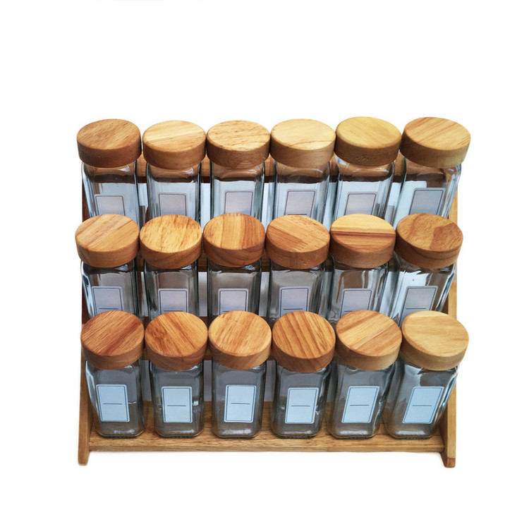 ست جا ادویه 18 پارچه مدل RUBBERWOOD-18 به همراه استند