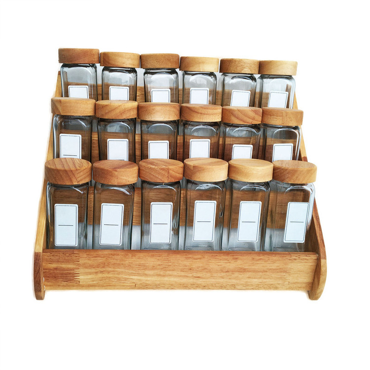 ست جا ادویه 18 پارچه مدل RUBBERWOOD-18 به همراه استند