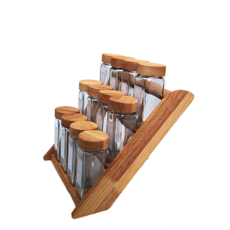 ست جا ادویه 12 پارچه مدل RUBBERWOOD-12 به همراه استند
