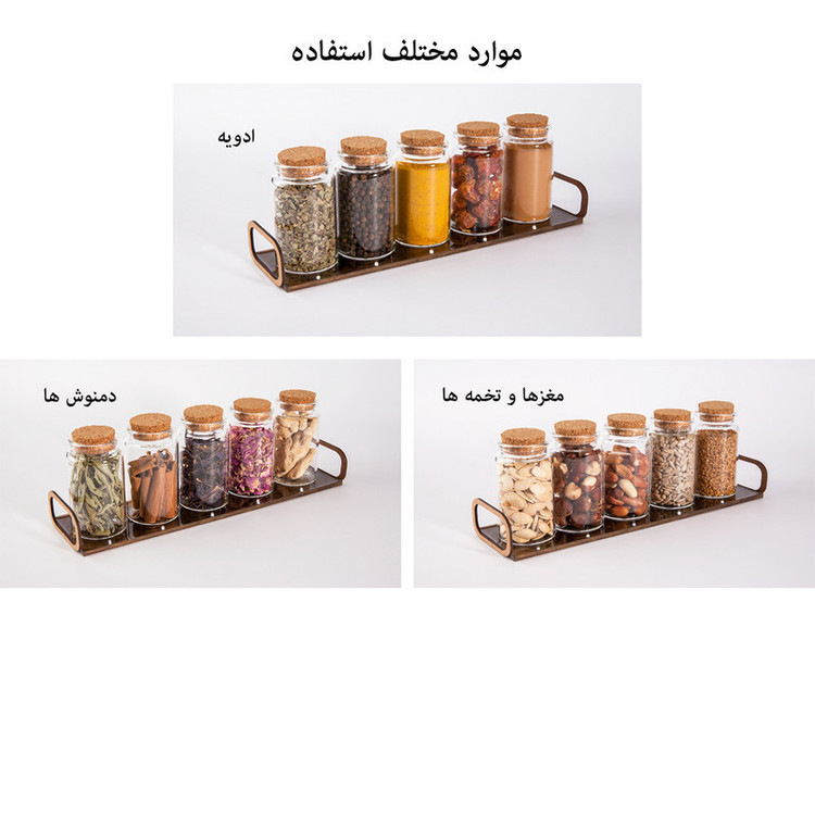 جای ادویه مدل چوب پنبه گرد کد S2-6 مجموعه 6 عددی