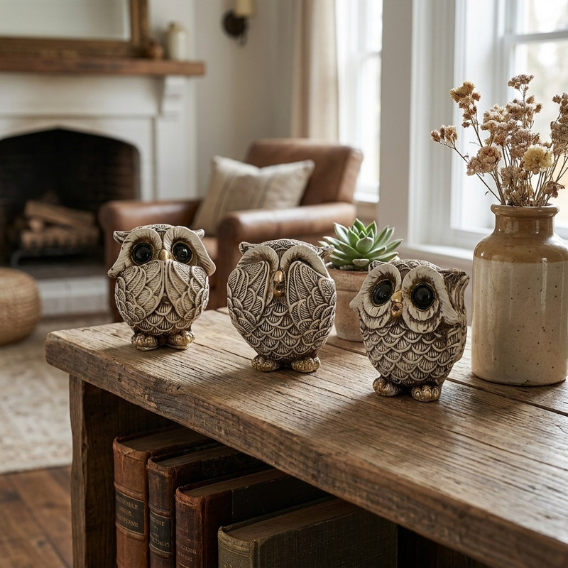 مجسمه مدل جغد زیبا مجموعه 3 عددی