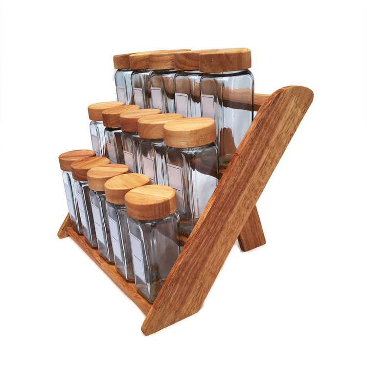 ست جا ادویه 15 پارچه مدل RUBBRRWOOD-15 به همراه استند