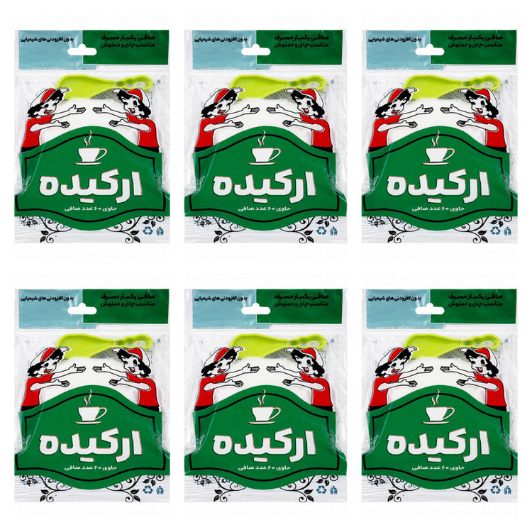 فیلتر چای ارکیده مدل کیسه ای 6 بسته 60 عددی به همراه قاشق چای