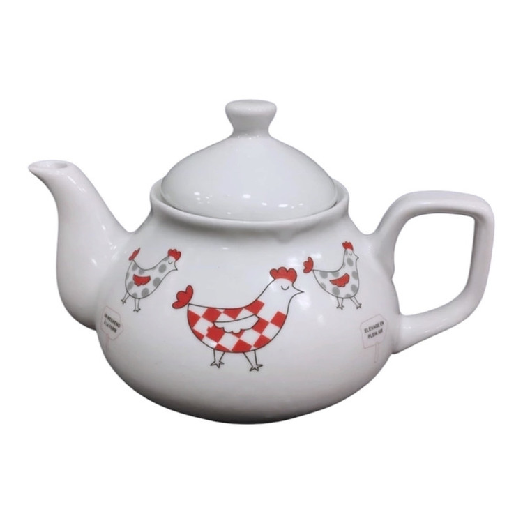 ست کتری و قوری مدل لعابی مرغ و خروس گنجایش کتری 2.5 لیتر کنجایش قوری 0.8 لیتر