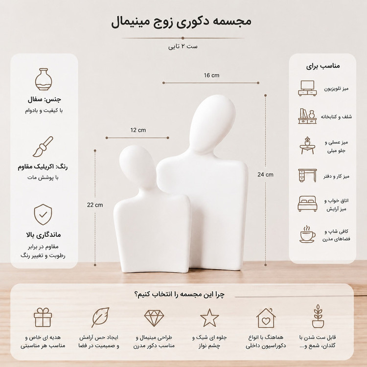 مجسمه مدل زوج مینیمال بسته 2 عددی
