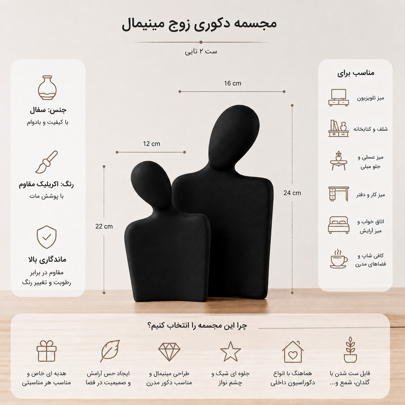 مجسمه مدل زوج مینیمال بسته 2 عددی