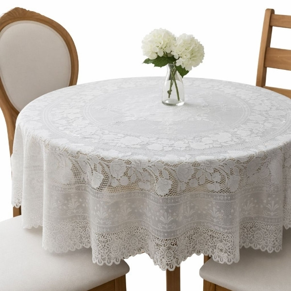 رومیزی مدل گرد گل حاشیه ای سایز 180x180 سانتی‌متر