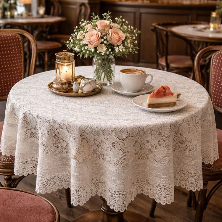رومیزی مدل گرد گل حاشیه ای سایز 180x180 سانتیمتر