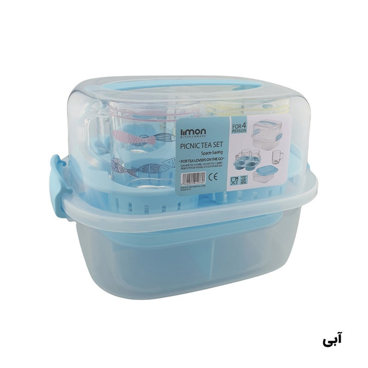 سبد پیک نیک 7 پارچه لیمون مدل چای خوری کد 2441