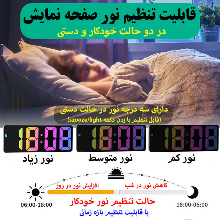 ساعت رومیزی دیجیتال مدل صفحه رنگی کد GH0725D