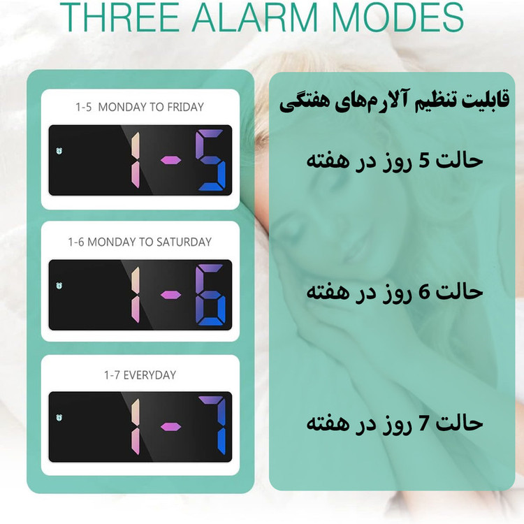 ساعت رومیزی دیجیتال مدل صفحه رنگی کد GH0725D