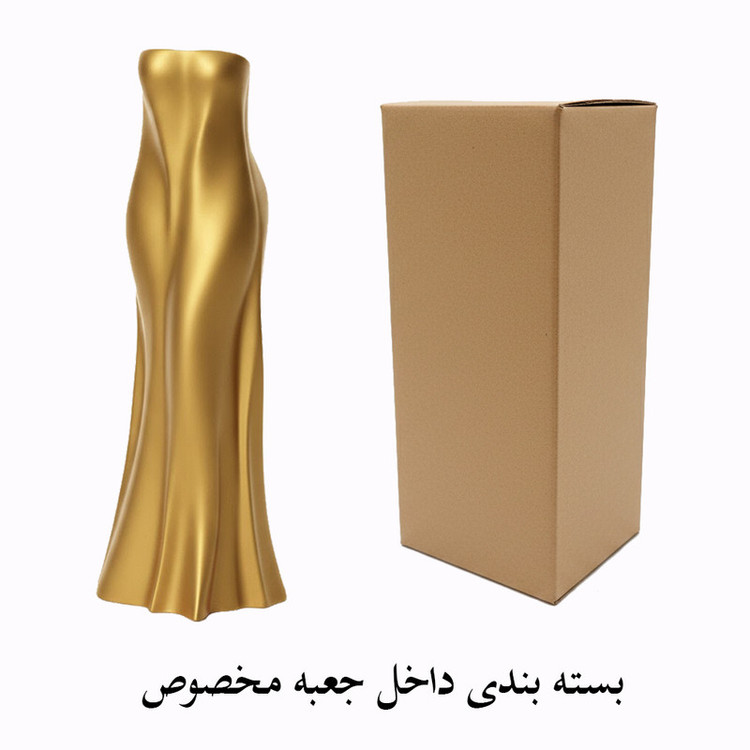 گلدان دکوری رومیزی استوانهای مدل لباس مجلسی از سنگ مصنوعی با ارتفاع 18 سانتیمتر، مناسب گلهای آپارتمانی، طراحی هنرمندانه و پوشش رنگ مات و براق مقاوم