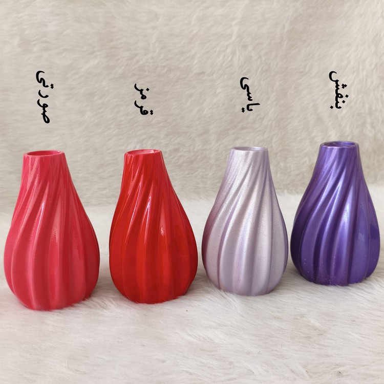 گلدان دکوری رومیزی مدل پیچک مناسب گلهای آپارتمانی با ابعاد 15x8x8 سانتیمتر و پوشش براق محافظ و طراحی موجدار زیبا