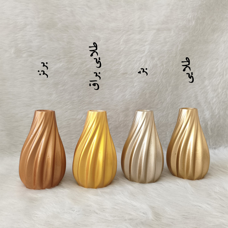 گلدان دکوری رومیزی مدل پیچک مناسب گلهای آپارتمانی با ابعاد 15x8x8 سانتیمتر و پوشش براق محافظ و طراحی موجدار زیبا