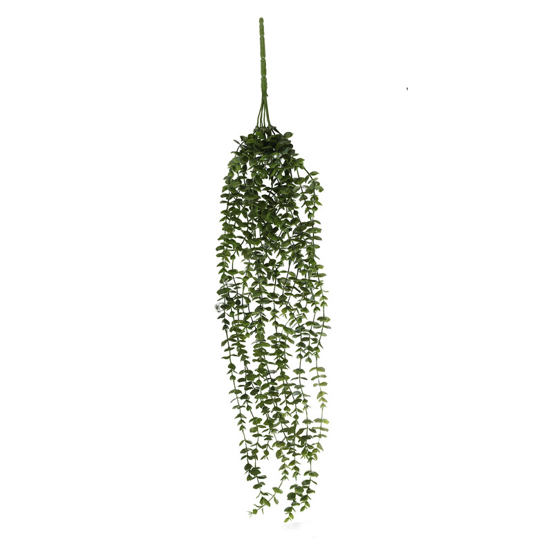 گل مصنوعی آویز شمشاد برگ درشت با ابعاد 17x17x80 سانتی‌متر و وزن 400 گرم، مناسب گلدان دیواری و باکس گل