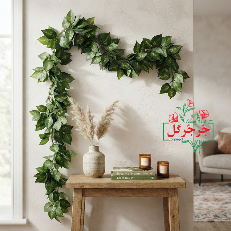 گل مصنوعی جُرجُرگل مدل ریسه برگ لمسی پتوس ابلغ رونده
