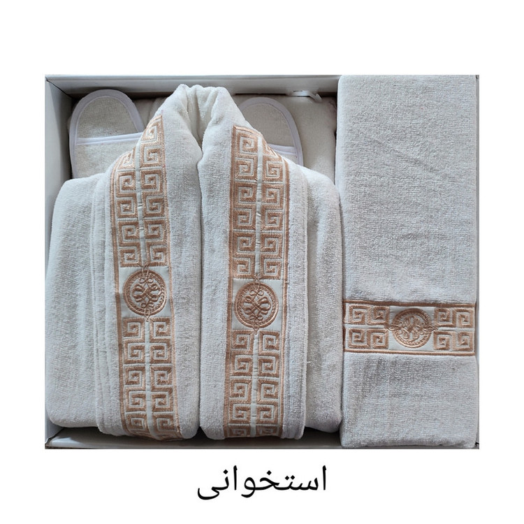 سرویس حوله پالتویی 3 تکه آنا طرح Home سایز 125