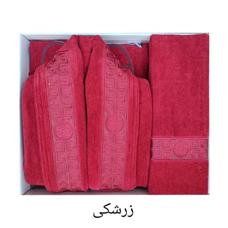 سرویس حوله پالتویی 3 تکه آنا طرح Home سایز 125