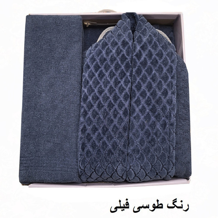 سرویس حوله پالتویی ۳ تکه هنرمند مدل AJORI سایز ۱۲۵