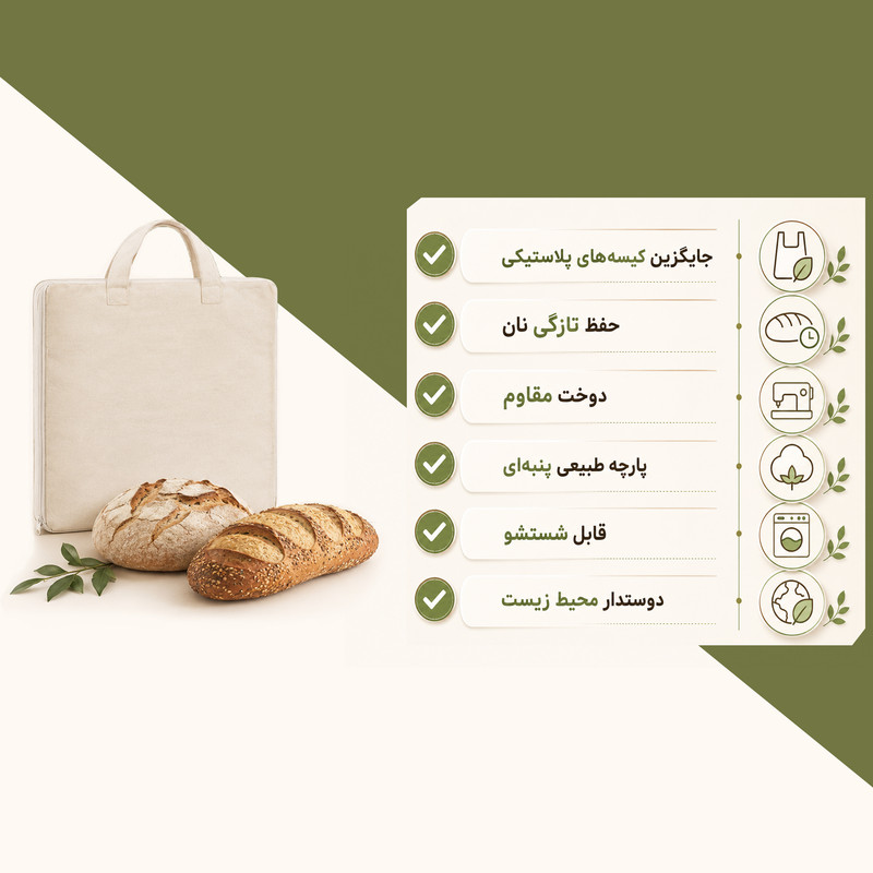 کیسه نان مدل زیپدار سایز 50 در 50 سانتی متر