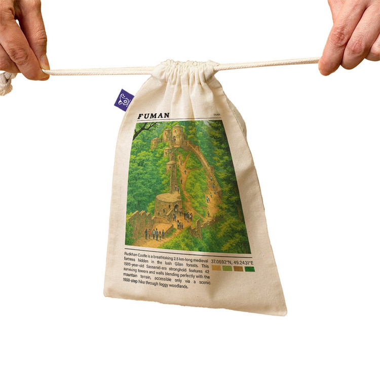 کیسه نان و سبزی ترمه طراحان ایده مدل قلعه رودخان فومن کد map0838 - M سایز 23x33 سانتی متر