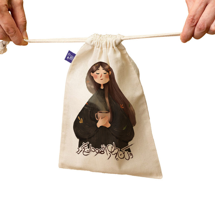 کیسه نان و سبزی ترمه طراحان ایده مدل دختر قهوه نوش کد trm190 - M