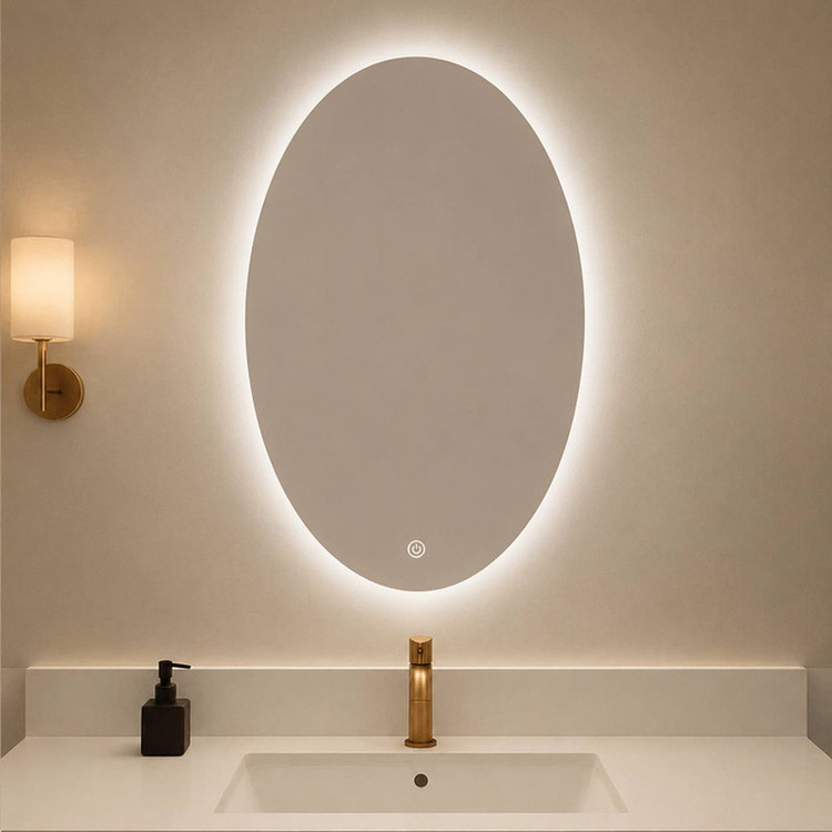 آینه سرویس بهداشتی مدل بیضی بکلایت تاچ سایز 50×70 سانتی متر