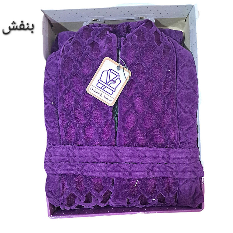 حوله پالتویی ارکیده مدل ژاکارد سایز 125 مناسب قد 140 تا 175