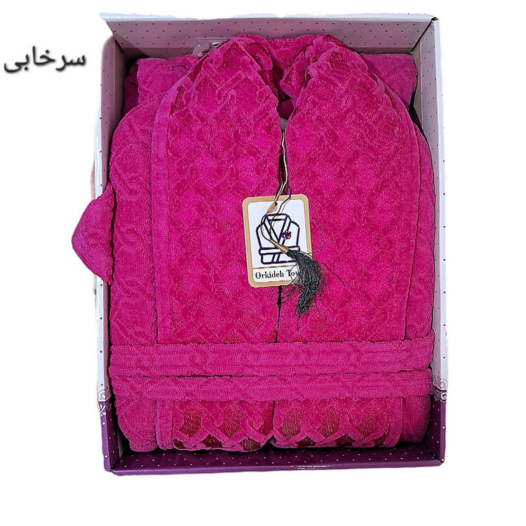 حوله پالتویی ارکیده مدل ژاکارد سایز 125 مناسب قد 140 تا 175