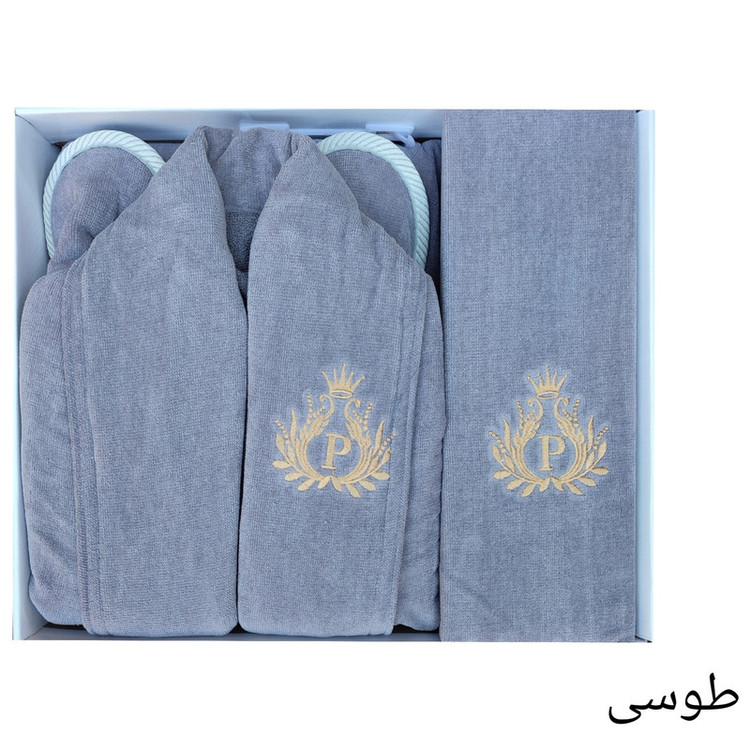سرویس حوله پالتویی 3 تکه طرح ایپک پنبه کد 01 سایز 125