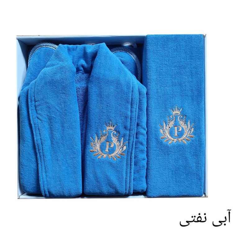 سرویس حوله پالتویی 3 تکه طرح ایپک پنبه کد 01 سایز 125
