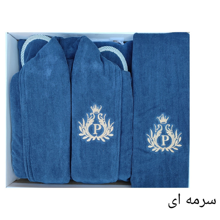 سرویس حوله پالتویی 3 تکه طرح ایپک پنبه کد 01 سایز 125