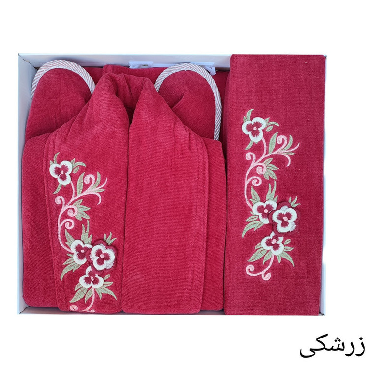 سرویس حوله پالتویی 3 تکه طرح ایپک پنبه کد 01 سایز 125