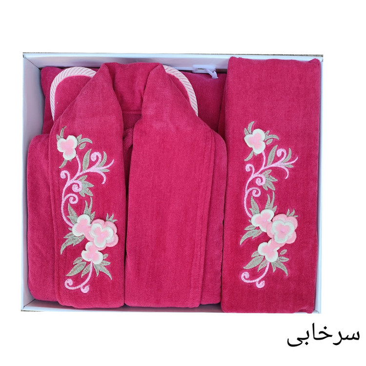 سرویس حوله پالتویی 3 تکه طرح ایپک پنبه کد 01 سایز 125